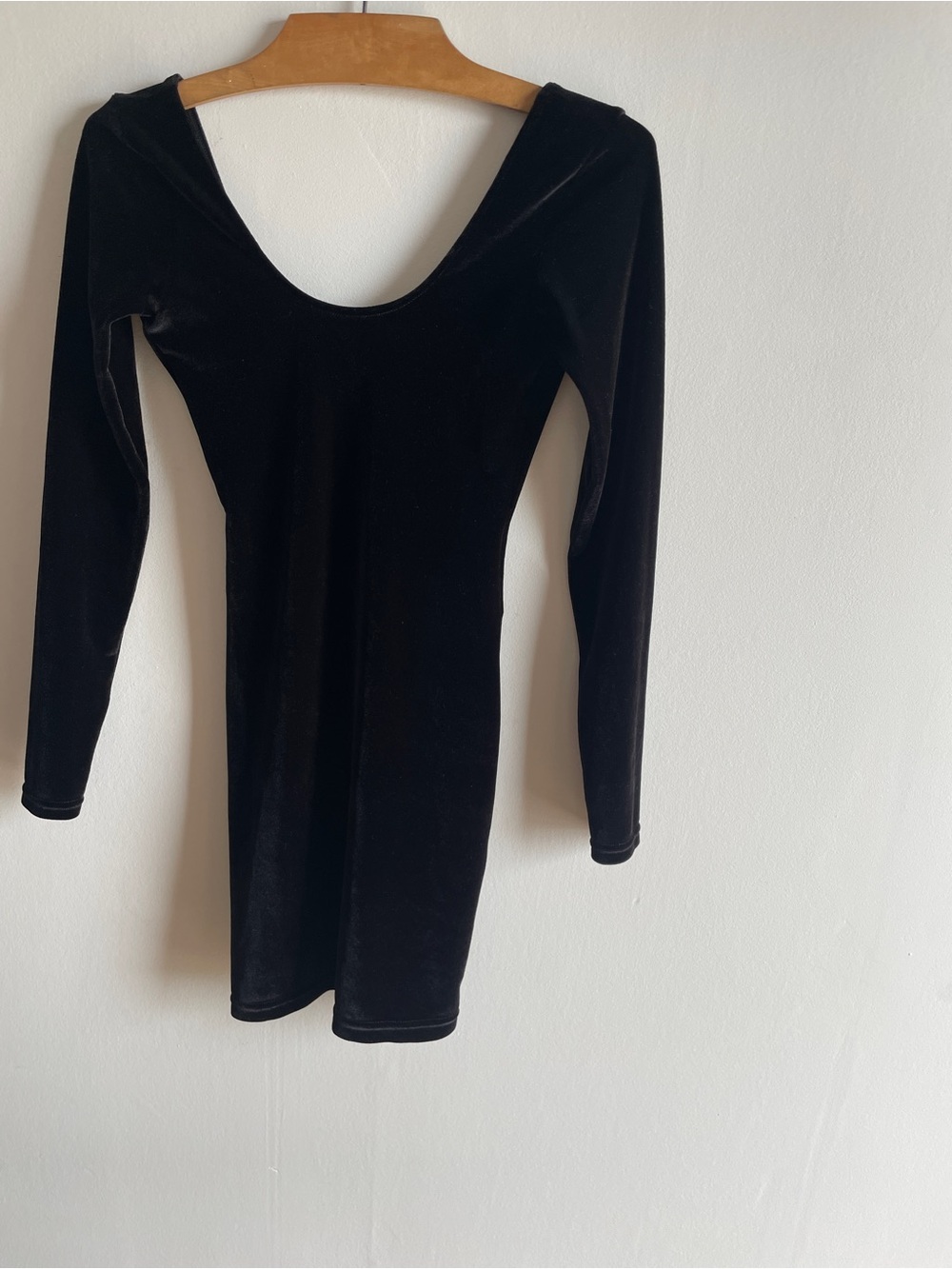 American Apparel Black Velvet Mini Dress with Scoop Neck